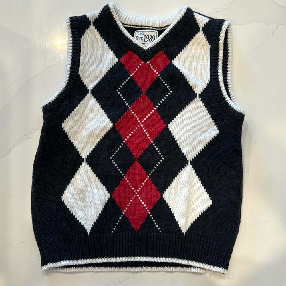 Children’s Place Argyle Sweater Vest, 3T